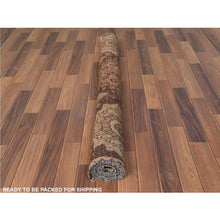 Load image into Gallery viewer, 4&#39;9&quot;x7&#39;3&quot; Vintage Beige Persian Shiraz With Triple Medallion Worn Down Clean Distressed Hand Knotted Natural Wool Oriental Rug FWR363654