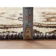 Load image into Gallery viewer, 4&#39;9&quot;x7&#39;3&quot; Vintage Beige Persian Shiraz With Triple Medallion Worn Down Clean Distressed Hand Knotted Natural Wool Oriental Rug FWR363654