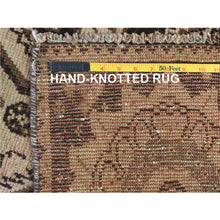 Load image into Gallery viewer, 4&#39;9&quot;x7&#39;3&quot; Vintage Beige Persian Shiraz With Triple Medallion Worn Down Clean Distressed Hand Knotted Natural Wool Oriental Rug FWR363654