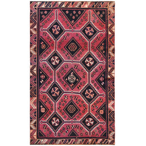 5'1"x8'4" Semi Antique Abrash Pink Persian Qashqai Worn Down Distressed Hand Knotted Pure Wool Oriental Rug FWR363660