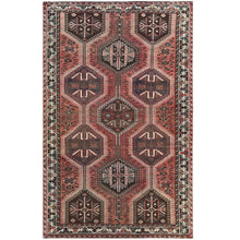 Load image into Gallery viewer, 4&#39;9&quot;x7&#39;8&quot; Vintage Red Persian Qashqai Cropped Thin Pile Clean Hand Knotted Natural Wool Oriental Rug FWR363690