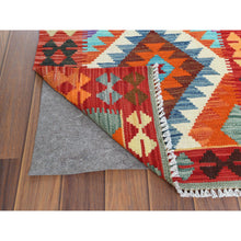 Load image into Gallery viewer, 2&#39;1&quot;x3&#39;1&quot; Orange Geometric Design Afghan Kilim Reversible Soft And Supple Wool Hand Woven Oriental Rug FWR363966
