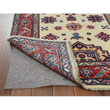 Load image into Gallery viewer, 2&#39;8&quot;x9&#39;8&quot; Ivory Geometric Design Special Kazak Hand Knotted Pure Wool Oriental Runner Rug FWR364350