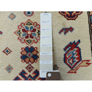 2'8"x9'8" Ivory Geometric Design Special Kazak Hand Knotted Pure Wool Oriental Runner Rug FWR364350