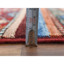 Load image into Gallery viewer, 3&#39;5&quot;x5&#39; Colorful Super Kazak Khorjin Design With Colorful Tassles Pure Afghan Wool Hand Knotted Ethnic Oriental Rug FWR365004