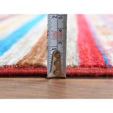 Load image into Gallery viewer, 2&#39;9&quot;x9&#39;8&quot; Colorful Super Kazak Khorjin Design With Colorful Tassles Vibrant Wool Hand Knotted Oriental Runner Rug FWR365052
