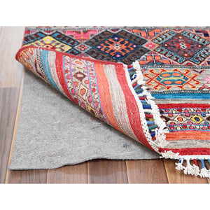 2'9"x9'9" Super Kazak With Pop Of Various Colors Khorjin Design Glimmery Wool Hand Knotted Oriental Runner Rug FWR365058