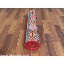 Load image into Gallery viewer, 2&#39;9&quot;x9&#39;9&quot; Super Kazak With Pop Of Various Colors Khorjin Design Glimmery Wool Hand Knotted Oriental Runner Rug FWR365058