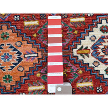 Load image into Gallery viewer, 2&#39;9&quot;x9&#39;9&quot; Red Super Kazak In A Colorful Palette Khorjin Design Pure Afghan Wool Hand Knotted Oriental Runner Rug FWR365064