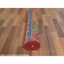 Load image into Gallery viewer, 2&#39;9&quot;x9&#39;9&quot; Red Super Kazak In A Colorful Palette Khorjin Design Pure Afghan Wool Hand Knotted Oriental Runner Rug FWR365064