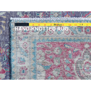 9'10"x12'8" Hand Knotted Semi Antique Purple Persian Tabriz Herbal Wash Natural Wool Clean Low to the Pile Oriental Rug FWR365400