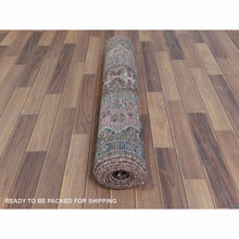 Load image into Gallery viewer, 3&#39;3&quot;x11&#39;3&quot; Vintage Hand Knotted Sun-Faded Pink Persian Karajeh Sheared Low Natural Wool Clean Oriental Runner Rug FWR365514