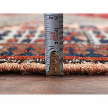 Load image into Gallery viewer, 3&#39;5&quot;x10&#39;6&quot; Ivory with Red Vintage Persian Serab Distressed Pure Wool Clean Hand Knotted Oriental Wide Runner Rug FWR365556