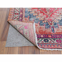 Load image into Gallery viewer, 3&#39;2&quot;x10&#39; Semi Antique Sheared Low Natural Wool Bohemian Hot Pink Hand Knotted Clean Persian Hamadan Oriental Runner Rug FWR365862