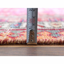 Load image into Gallery viewer, 3&#39;2&quot;x10&#39; Semi Antique Sheared Low Natural Wool Bohemian Hot Pink Hand Knotted Clean Persian Hamadan Oriental Runner Rug FWR365862