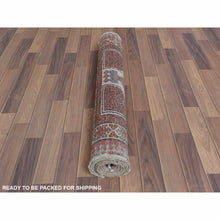Load image into Gallery viewer, 3&#39;5&quot;x9&#39;7&quot; Vintage Sheared Low Areas of Wear Hand Knotted Clean Pure Wool Persian Serab Terracotta Red Oriental Wide Runner Rug FWR365892