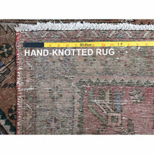 Load image into Gallery viewer, 3&#39;1&quot;x10&#39;9&quot; Vintage Hand Knotted Tan Color Northwest Persian with Geometric Medallion Design Cropped Thin Pile Abrash Pure Wool Clean Oriental Runner Rug FWR366006