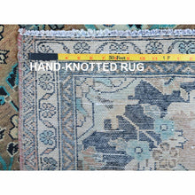 Load image into Gallery viewer, 3&#39;6&quot;x9&#39;1&quot; Apricot Color with Touches of Blue Vintage Medallion Design Persian Lilahan Sheared Low Pure Wool Clean Hand Knotted Oriental Wide Runner Rug FWR366018