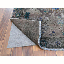 Load image into Gallery viewer, 3&#39;8&quot;x11&#39;2&quot; Semi Antique Worn Down Persian Hamadan with Earth Tone Colors Clean Abrash Organic Wool Distressed Hand Knotted Wide Runner Oriental Rug FWR366072