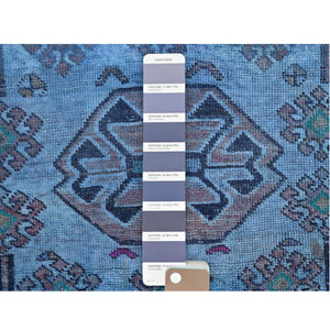 4'8"x8'9" Overdyed Vintage Persian Shiraz with Red and Pink Cast Clean Sheared Low Hand Knotted Organic Wool Wide Runner Oriental Rug FWR366516