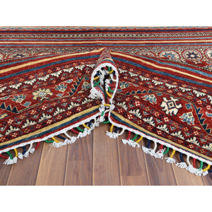 9'10"x13'5" Terracotta Red Super Kazak Khorjin Design Hand Knotted Organic Wool Oriental Rug FWR366780