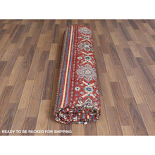 Load image into Gallery viewer, 9&#39;10&quot;x13&#39;5&quot; Terracotta Red Super Kazak Khorjin Design Hand Knotted Organic Wool Oriental Rug FWR366780