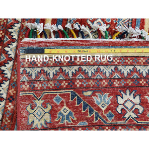 9'10"x13'5" Terracotta Red Super Kazak Khorjin Design Hand Knotted Organic Wool Oriental Rug FWR366780