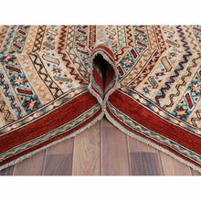 Load image into Gallery viewer, 6&#39;5&quot;x9&#39;1&quot; Ivory with Shades of Brown Hand Knotted Shawl Design Super Kazak Soft Organic Wool Oriental Rug FWR366948