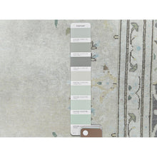 Load image into Gallery viewer, 6&#39;9&quot;x10&#39;10&quot; Bohemian Distressed Hand Knotted Washed Out Gray Organic Wool Worn Down Clean Persian Kerman Old Oriental Rug FWR368028