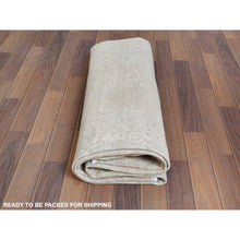 Load image into Gallery viewer, 5&#39;10&quot;x10&#39;1&quot; Bohemian Antique Wash Ivory Clean Persian Kerman Semi Antique Natural Wool Worn Down Distressed Hand Knotted Oriental Rug FWR368040