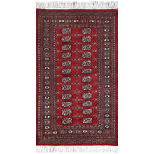 Load image into Gallery viewer, 3&#39;1&quot;x5&#39;4&quot; 250 KPSI Deep Rich Red Hand Knotted Super Bokara Denser Weave Silky Wool Oriental Rug FWR368220