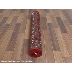 3'1"x5'4" 250 KPSI Deep Rich Red Hand Knotted Super Bokara Denser Weave Silky Wool Oriental Rug FWR368220