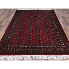 Load image into Gallery viewer, 5&#39;1&quot;x7&#39;6&quot; 250 KPSI Silky Wool Denser Weave Hand Knotted Super Bokara Deep Rich Red Oriental Rug FWR368274