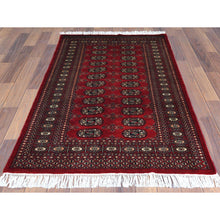 Load image into Gallery viewer, 3&#39;1&quot;x4&#39;10&quot; Hand Knotted Saturated Red Denser Weave Silky Wool 250 KPSI Super Bokara Oriental Rug FWR368292