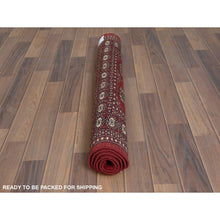 Load image into Gallery viewer, 3&#39;1&quot;x4&#39;10&quot; Hand Knotted Saturated Red Denser Weave Silky Wool 250 KPSI Super Bokara Oriental Rug FWR368292