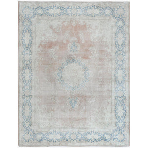9'8"x12'7" Persian Kerman Old Clean Sun Faded Pink with Milk Wash Organic Wool Low to the Pile Hand Knotted Oriental Rug FWR368424