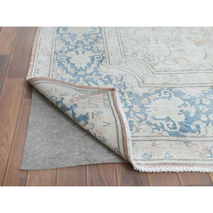 9'8"x12'7" Persian Kerman Old Clean Sun Faded Pink with Milk Wash Organic Wool Low to the Pile Hand Knotted Oriental Rug FWR368424