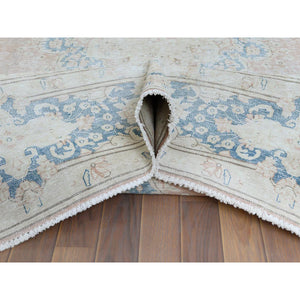 9'8"x12'7" Persian Kerman Old Clean Sun Faded Pink with Milk Wash Organic Wool Low to the Pile Hand Knotted Oriental Rug FWR368424