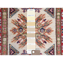 Load image into Gallery viewer, 2&#39;7&quot;x10&#39; Ivory Afghan Super Kazak In a Colorful Pattern Shiny Wool Hand Knotted Oriental Runner Rug FWR368700