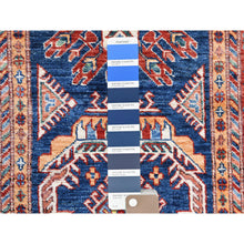 Load image into Gallery viewer, 2&#39;6&quot;x11&#39; Hand Knotted Navy Blue Afghan Super Kazak with Bold Colors Soft and Pliable Wool Oriental Runner Rug FWR368736