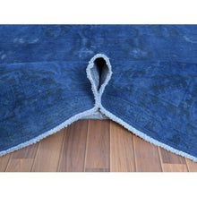 Load image into Gallery viewer, 9&#39;6&quot;x12&#39;10&quot; Hand Knotted Denim Blue Vintage Overdyed Persian Tabriz Distressed Worn Wool Shaved Down Oriental Rug FWR369072