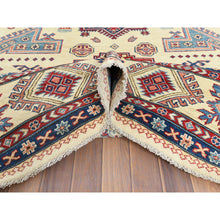 Load image into Gallery viewer, 9&#39;1&quot;x11&#39;7&quot; Hand Knotted, Ivory, Caucasian Design, Afghan Special Kazak with Soft Colors, Natural Wool, Oriental Rug FWR369192
