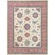 Load image into Gallery viewer, 8&#39;10&quot;x11&#39;9&quot; Afghan Special Kazak with Colorful Pattern, Shiny Wool, Hand Knotted, Ivory, Caucasian Design, Oriental Rug FWR369204