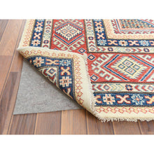 Load image into Gallery viewer, 8&#39;10&quot;x11&#39;9&quot; Afghan Special Kazak with Colorful Pattern, Shiny Wool, Hand Knotted, Ivory, Caucasian Design, Oriental Rug FWR369204