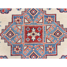 Load image into Gallery viewer, 9&#39;10&quot;x13&#39;8&quot; Ivory, Afghan Special Kazak with Geometric Caucasian Design, Extra Soft Wool, Hand Knotted, Oriental Rug FWR369216