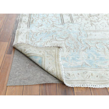 Load image into Gallery viewer, 9&#39;1&quot;x13&#39;4&quot; Vintage Persian Kerman, Distressed Look, Worn Wool, Sheared Low, Hand Knotted, Ivory, Oriental Rug FWR370272