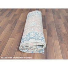 Load image into Gallery viewer, 7&#39;x10&#39;4&quot; Worn Wool, Cropped Thin, Hand Knotted, Faded Red, Vintage Persian Kerman, Distressed Look, Oriental Rug FWR370314