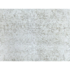 7'6"x12'10" Beige, Vintage Persian Kerman, Distressed Look, Worn Wool, Sheared Low, Hand Knotted, Oriental Rug FWR370344