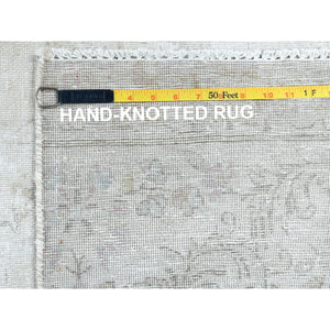 7'6"x12'10" Beige, Vintage Persian Kerman, Distressed Look, Worn Wool, Sheared Low, Hand Knotted, Oriental Rug FWR370344