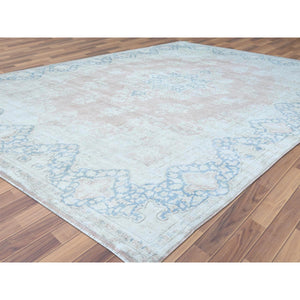 10'1"x14'2" Hand Knotted, Almond Brown, Vintage Persian Kerman, Distressed Look, Worn Wool, Cropped Thin, Oriental Rug FWR370350